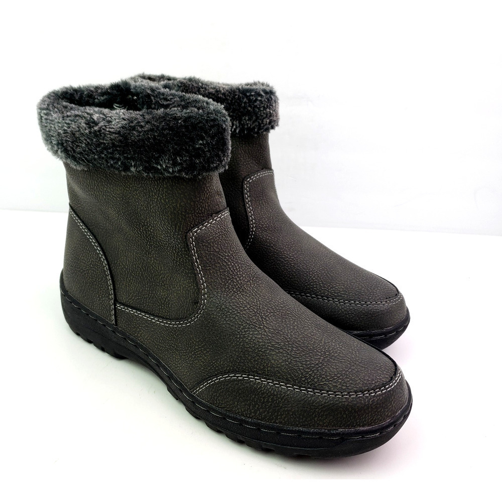 Khombu Addison Womens Size 10 Gray Side Zip Lined Warm Winter Ankle Boots